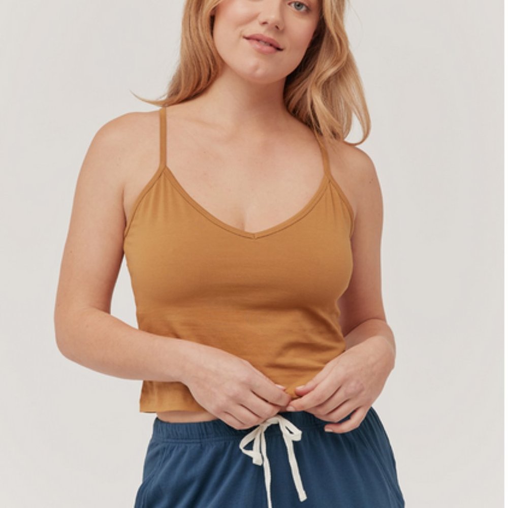 Pact Women's Camel Shelf Bra Cropped Camisole (S)